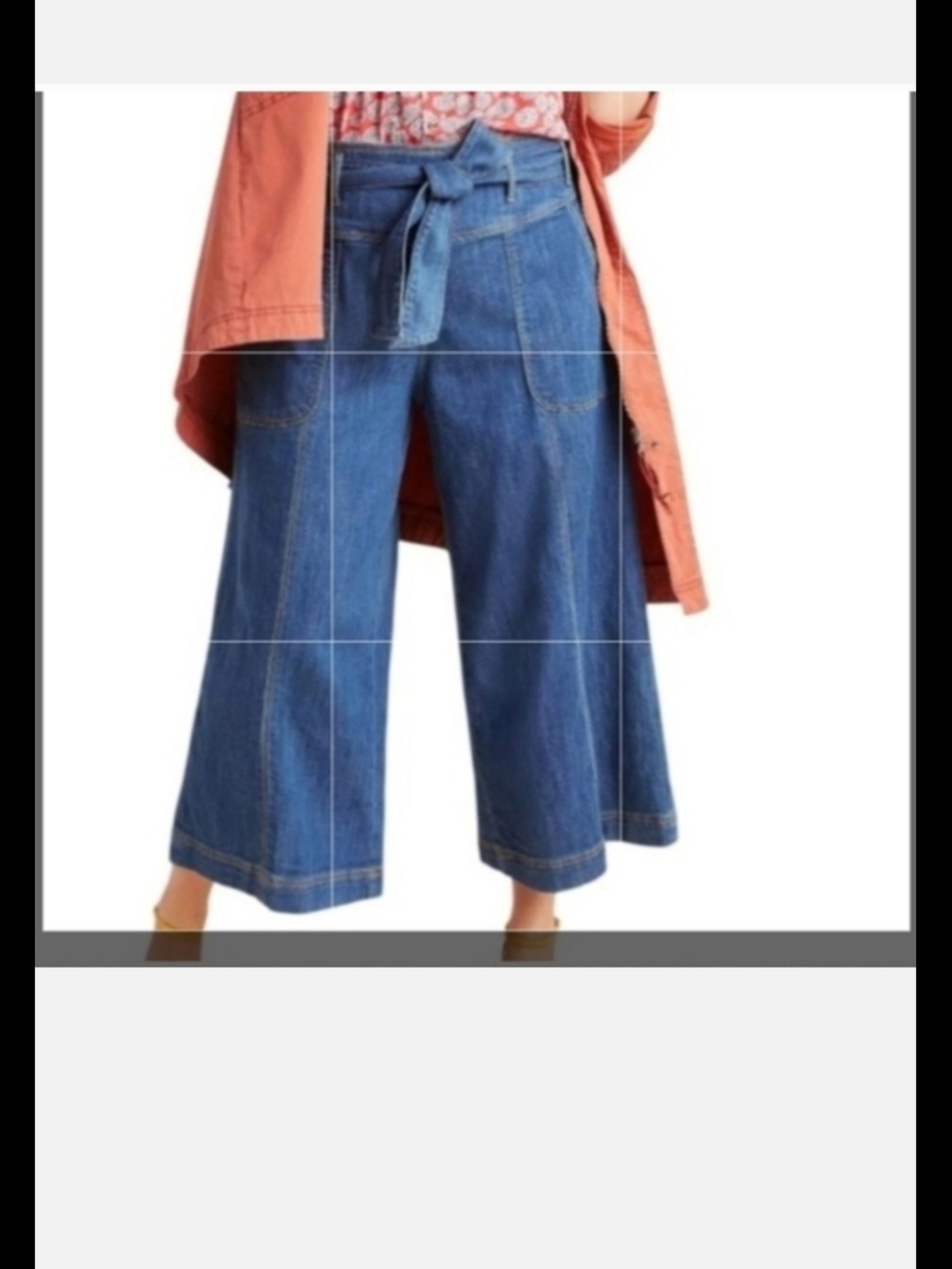 Anthropologie Denim Wide-Leg Tie-Waist Crop Jeans in Blue-12
